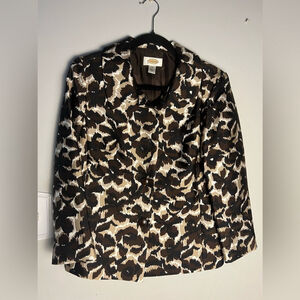 Talbots Black and Brown Blazer Lightweight Silk Wool Blend Career Office